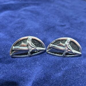 Vtg 1950s Dodge Inc Sterling Silver Astronaut Cufflinks